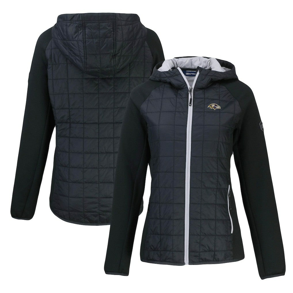 Baltimore Ravens Cutter & Buck Women's Rainier Primaloft Eco Full-Zip Hybrid Jacket Black