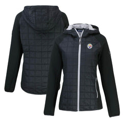 Pittsburgh Steelers Cutter & Buck Women's Rainier Primaloft Eco Full-Zip Hybrid Jacket Black