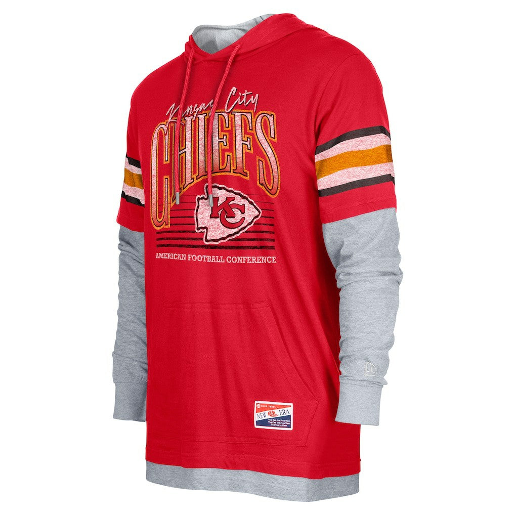 Kansas City Chiefs New Era Twofer Long Sleeve Hooded T-Shirt Red