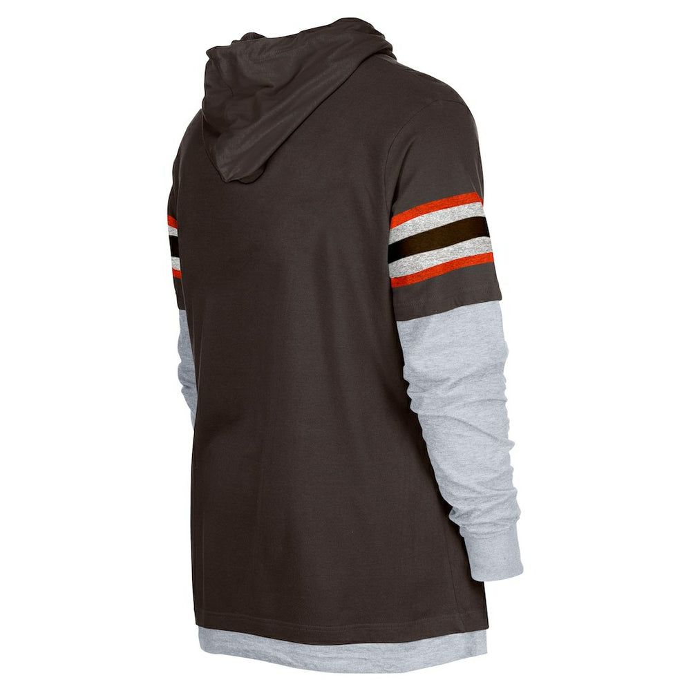 Cleveland Browns New Era Twofer Long Sleeve Hooded T-Shirt Brown