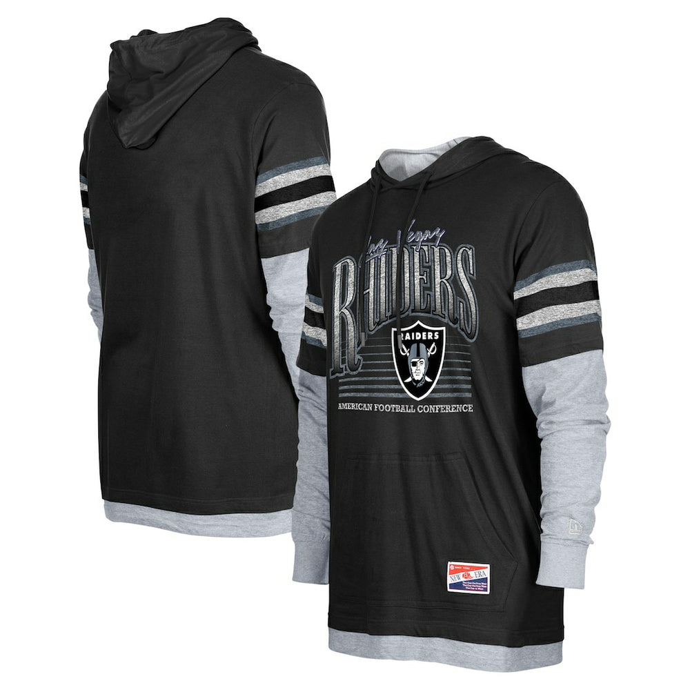 Las Vegas Raiders New Era Twofer Long Sleeve Hooded T-Shirt Black
