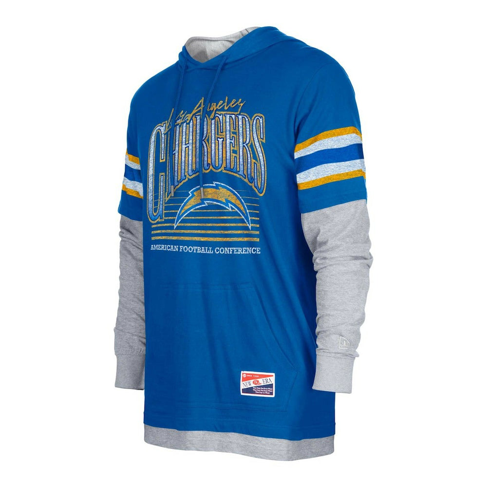 Los Angeles Chargers New Era Twofer Long Sleeve Hooded T-Shirt Royal