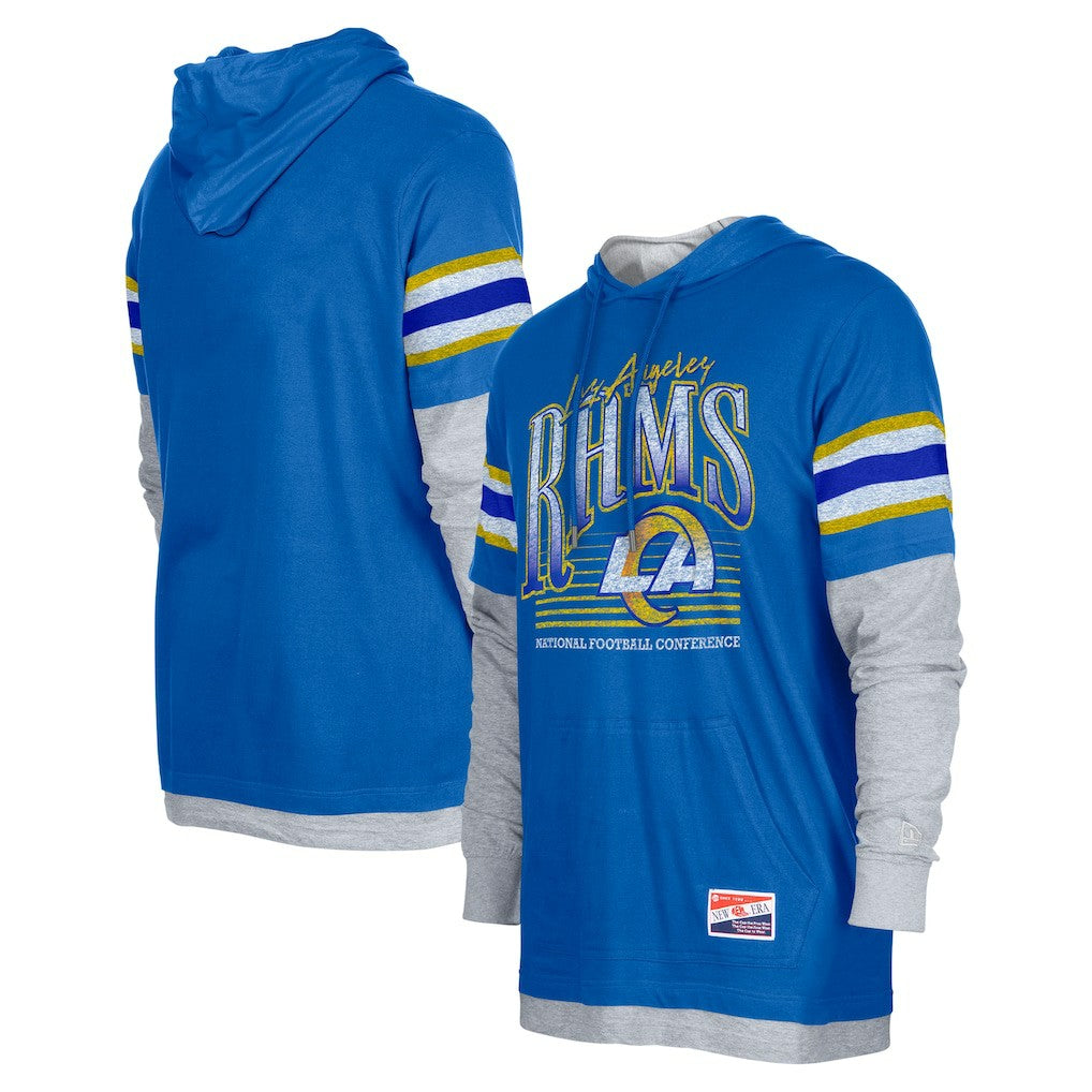 Los Angeles Rams New Era Twofer Long Sleeve Hooded T-Shirt Royal
