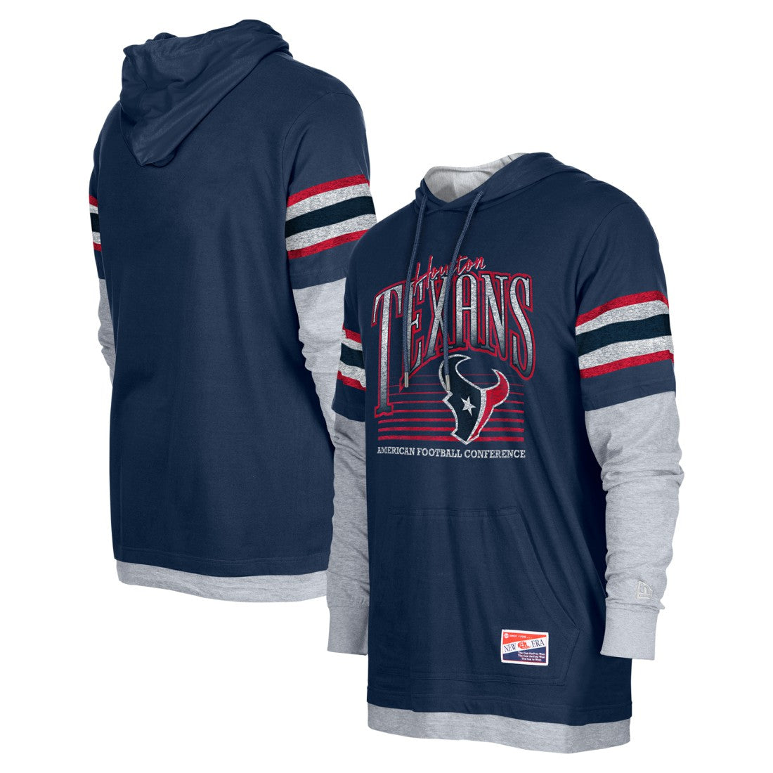 Houston Texans New Era Twofer Long Sleeve Hooded T-Shirt Navy