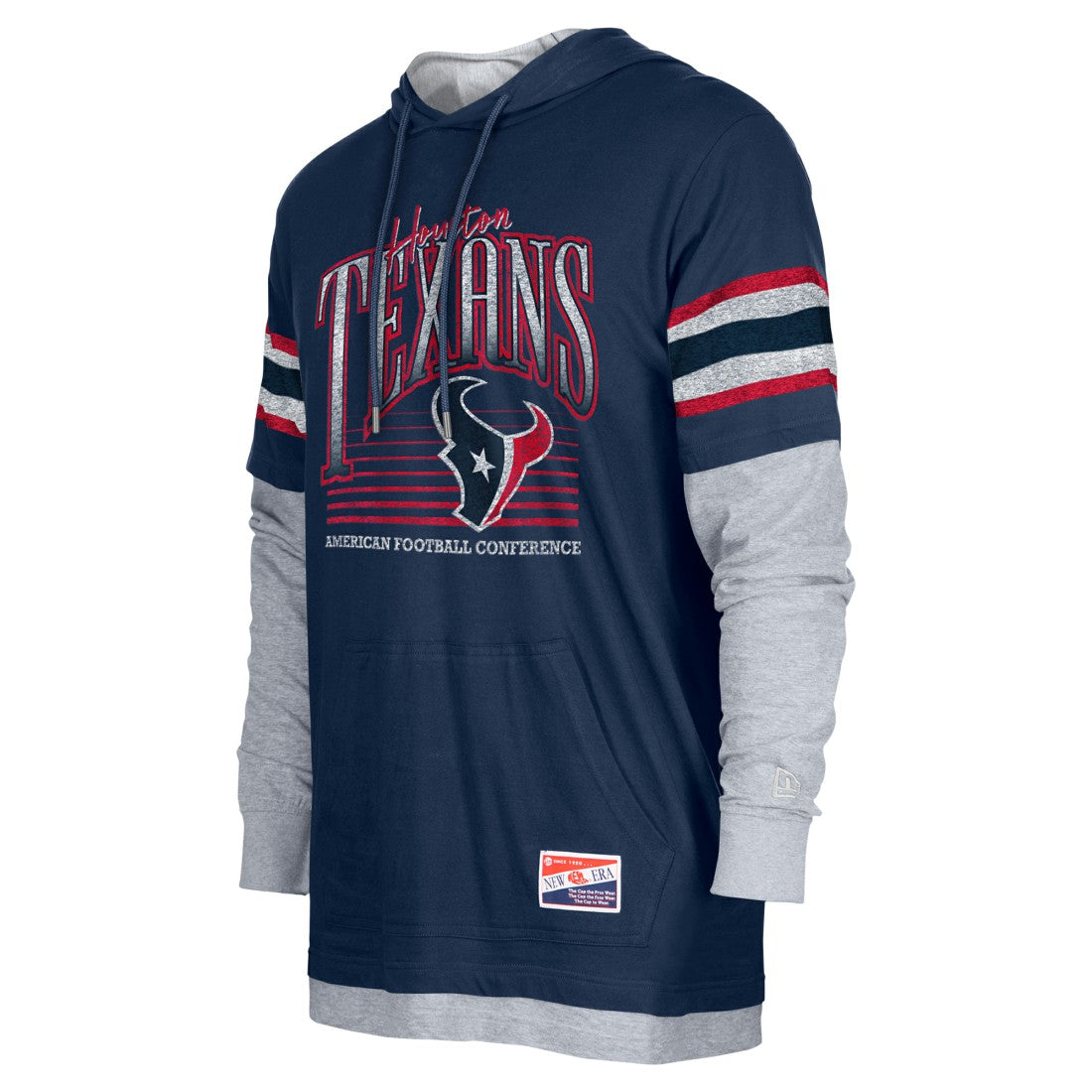 Houston Texans New Era Twofer Long Sleeve Hooded T-Shirt Navy