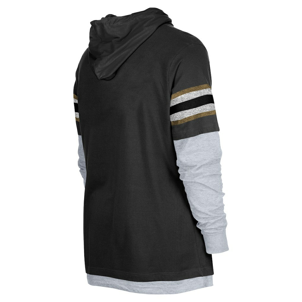 New Orleans Saints New Era Twofer Long Sleeve Hooded T-Shirt Black