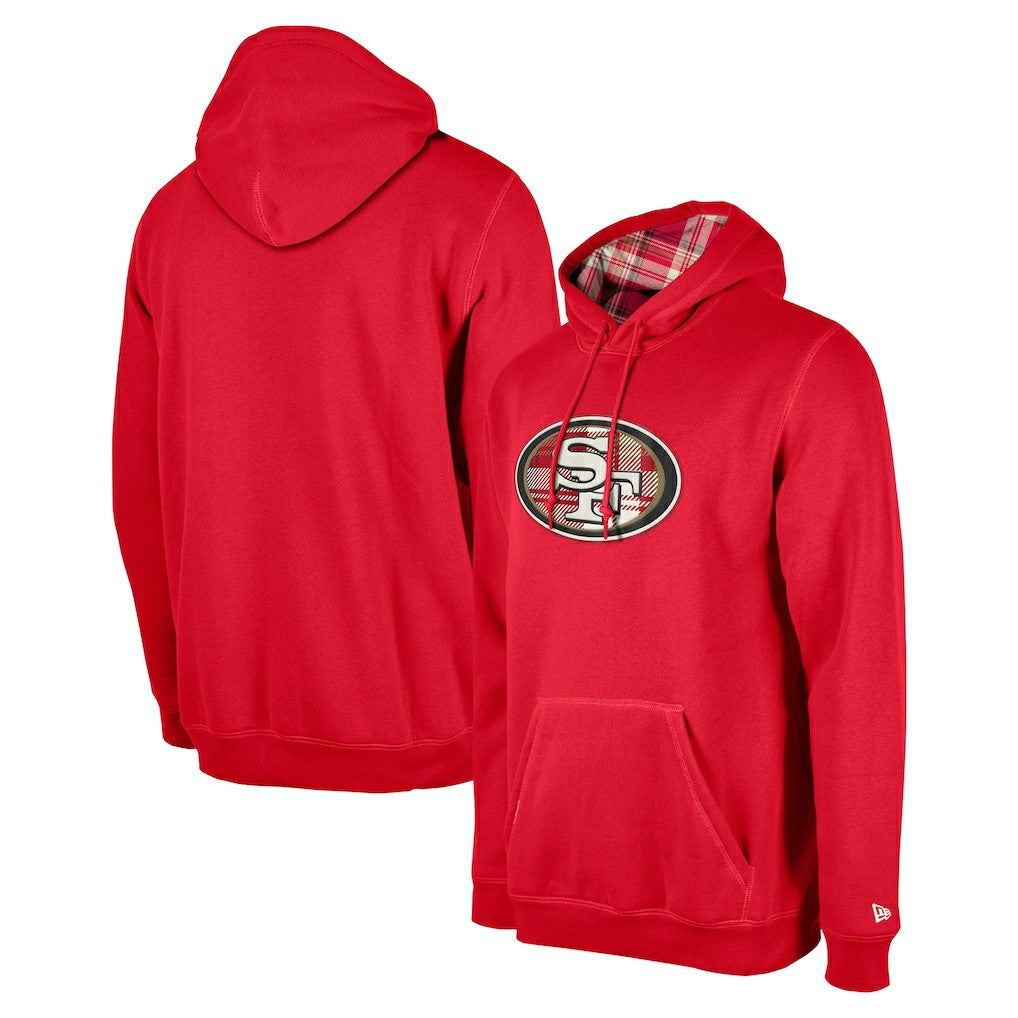 San Francisco 49ers New Era 3rd Down Plaid Pullover Hoodie Scarlet