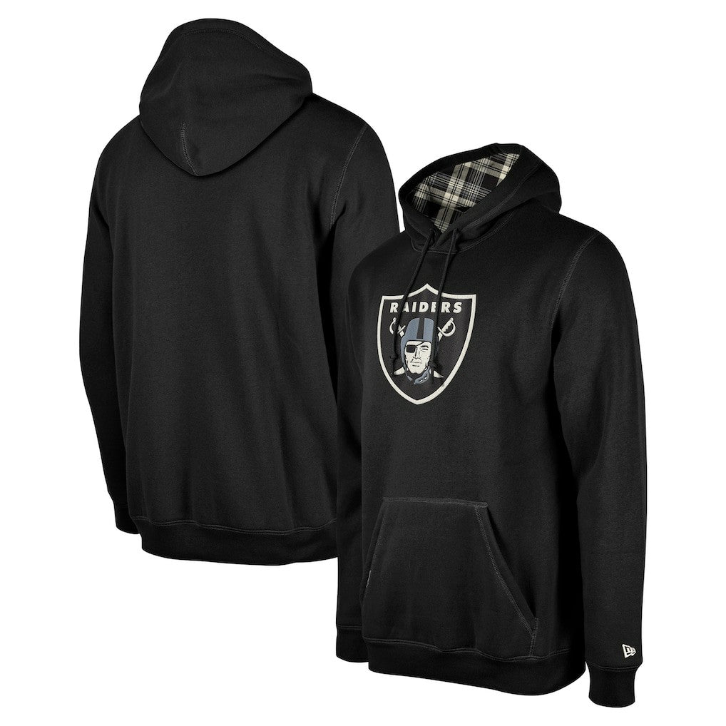 Las Vegas Raiders New Era 3rd Down Plaid Pullover Hoodie Black