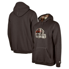 Cleveland Browns New Era 3rd Down Plaid Pullover Hoodie Brown
