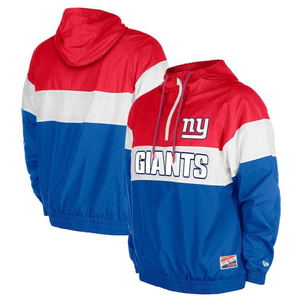 New York Giants New Era 3rd Down Raglan Quarter-Zip Windbreaker Jacket Royal