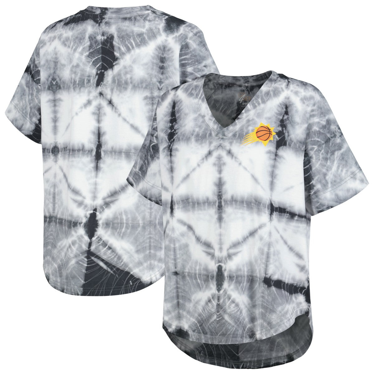 Phoenix Suns G-III 4Her by Carl Banks Women's Tournament Raglan Oversized Tie-Dye V-Neck T-Shirt Black
