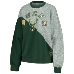 Milwaukee Bucks G-III 4Her by Carl Banks Women's Benches Split Pullover Sweatshirt Hunter Green