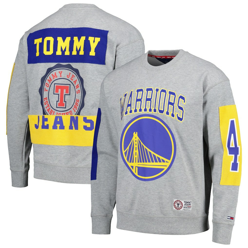 Golden State Warriors Tommy Jeans Hayes Crew Neck Pullover Sweatshirt Heather Gray