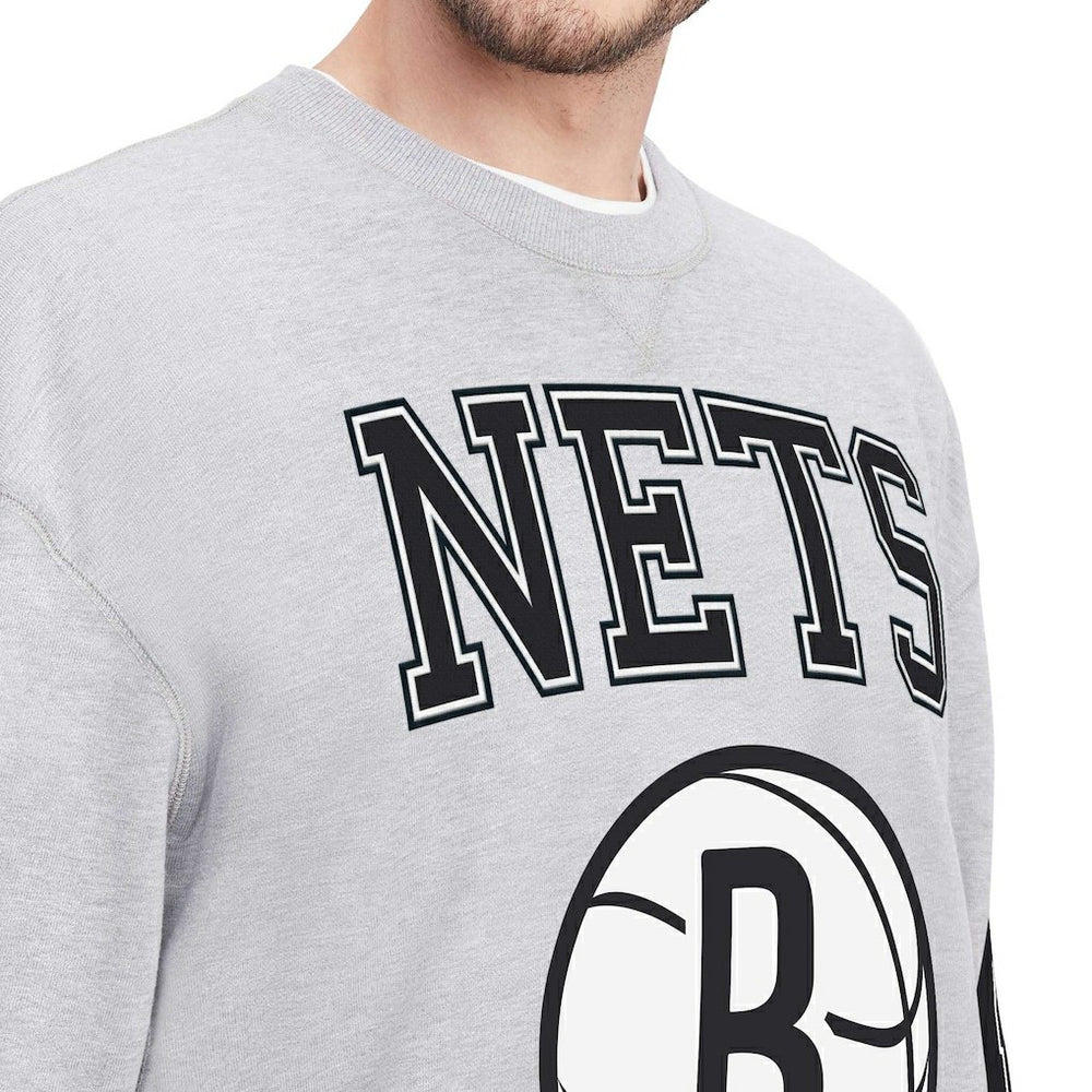 Brooklyn Nets Tommy Jeans Hayes Crew Neck Pullover Sweatshirt Heather Gray