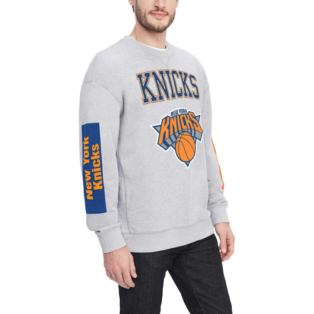 New York Knicks Tommy Jeans Hayes Crew Neck Pullover Sweatshirt Heather Gray