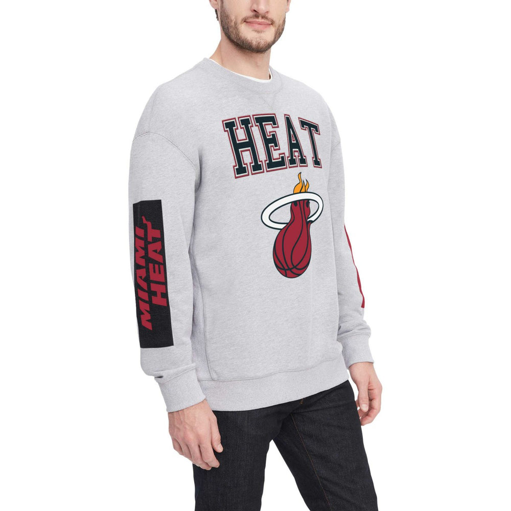 Miami Heat Tommy Jeans Hayes Crew Neck Pullover Sweatshirt Heather Gray