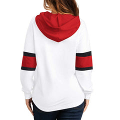 NHL New Jersey Devils G-III 4Her by Carl Banks Women's Goal Zone Long Sleeve Lace-Up Hoodie T-Shirt - White/Red