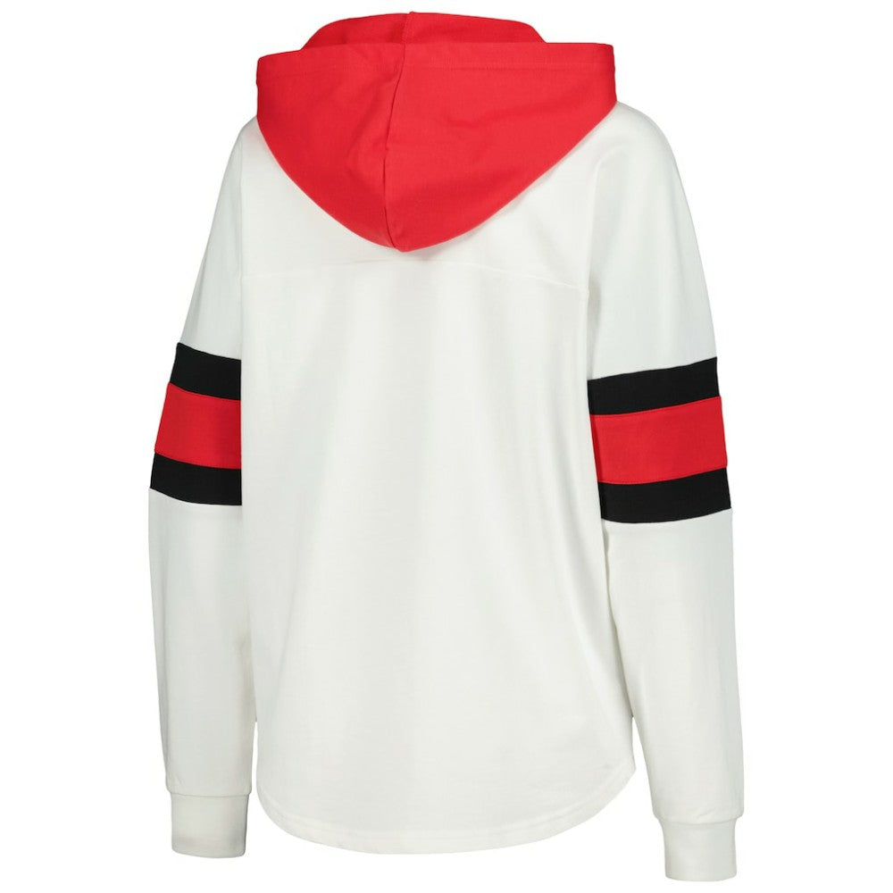 NHL Detroit Red Wings G-III 4Her by Carl Banks Women's Goal Zone Long Sleeve Lace-Up Hoodie T-Shirt - White/Red