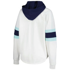 NHL Seattle Kraken G-III 4Her by Carl Banks Women's Goal Zone Long Sleeve Lace-Up Hoodie T-Shirt - White/Deep Sea Blue