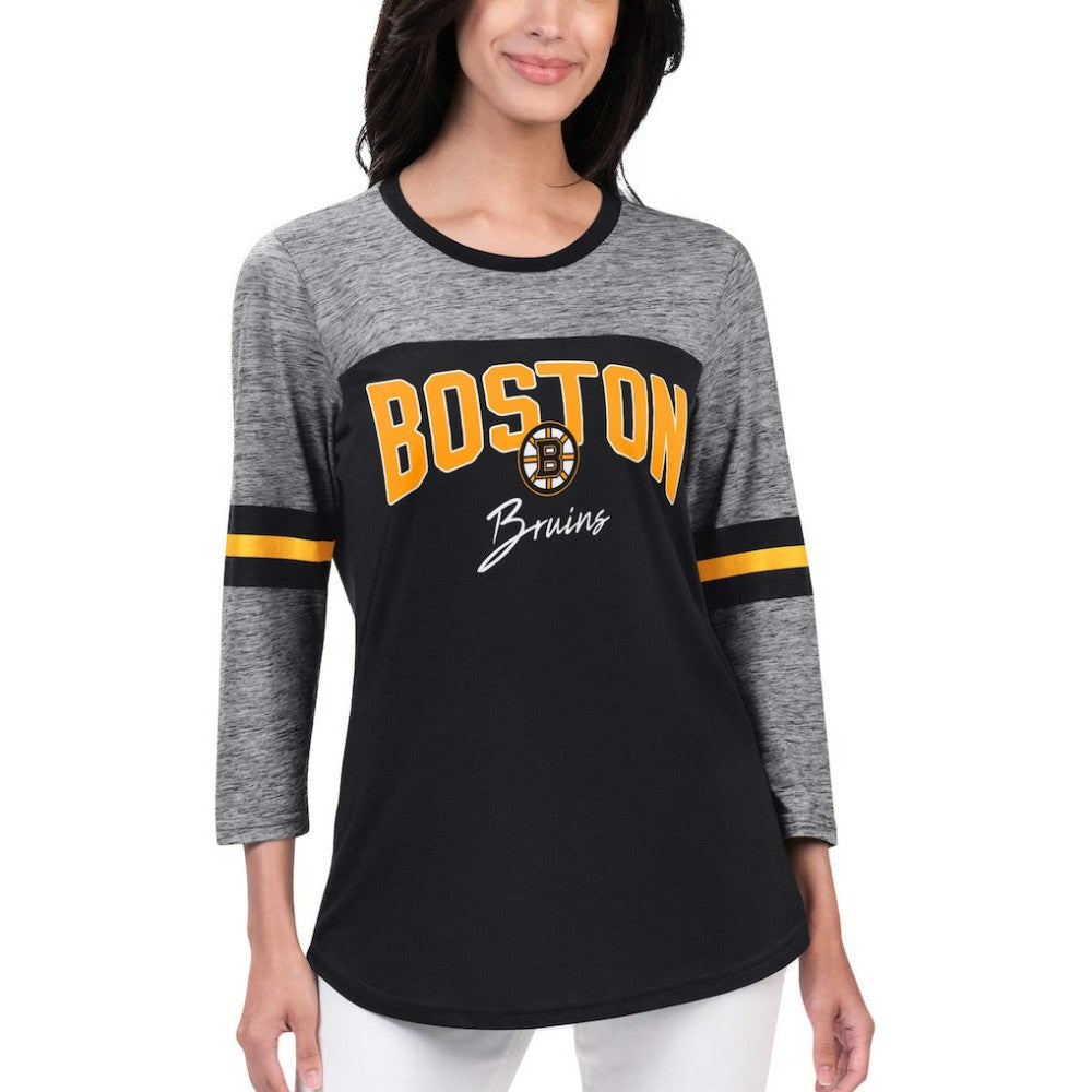NHL Boston Bruins G-III 4Her by Carl Banks Women's Play The Game 3/4-Sleeve T-Shirt - Black