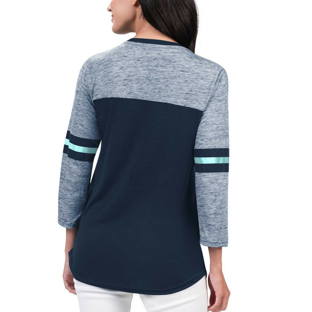 NHL Seattle Kraken G-III 4Her by Carl Banks Women's Play The Game 3/4-Sleeve T-Shirt - Deep Sea Blue