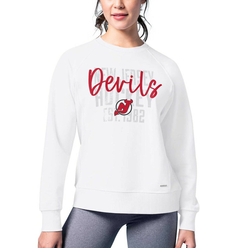 NHL New Jersey Devils MSX by Michael Strahan Women's Millie Raglan Pullover Sweatshirt - White