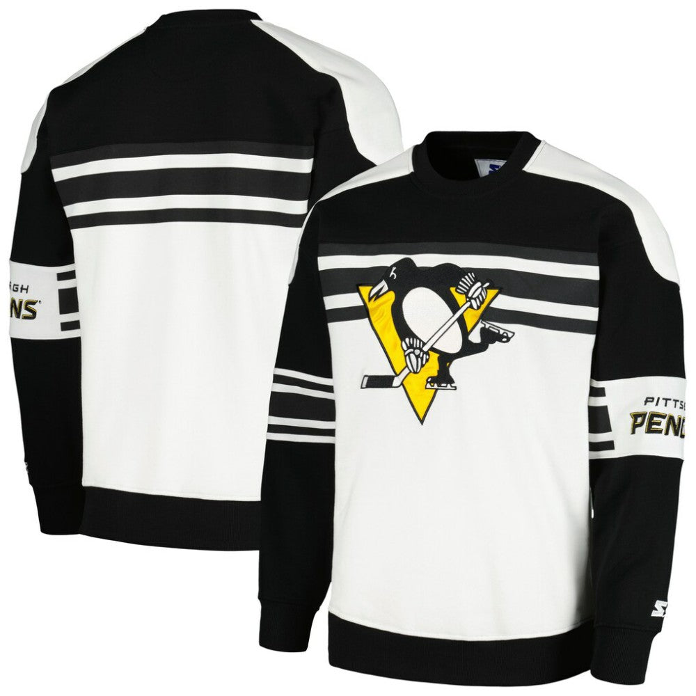 NHL Pittsburgh Penguins Starter Defense Fleece Crewneck Pullover Sweatshirt - White