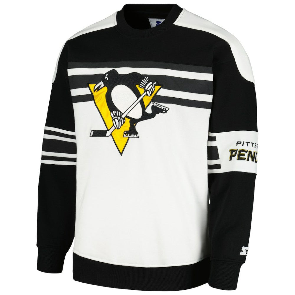 NHL Pittsburgh Penguins Starter Defense Fleece Crewneck Pullover Sweatshirt - White
