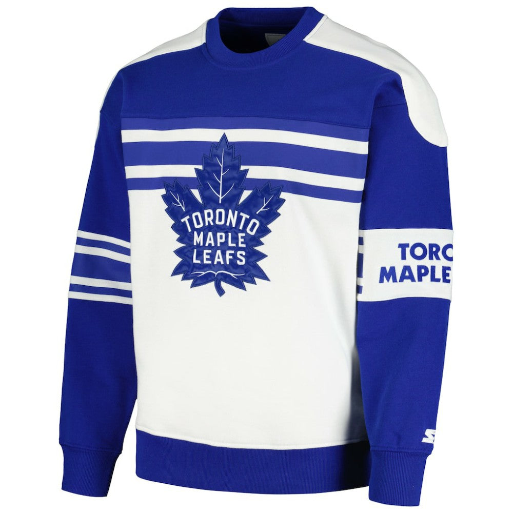 NHL Toronto Maple Leafs Starter Defense Fleece Crewneck Pullover Sweatshirt - White