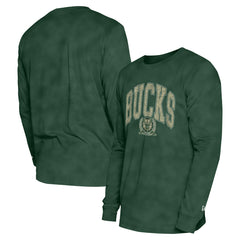 Milwaukee Bucks Unisex Oversized Essentials Enzyme Wash Long Sleeve T-Shirt Hunter Green