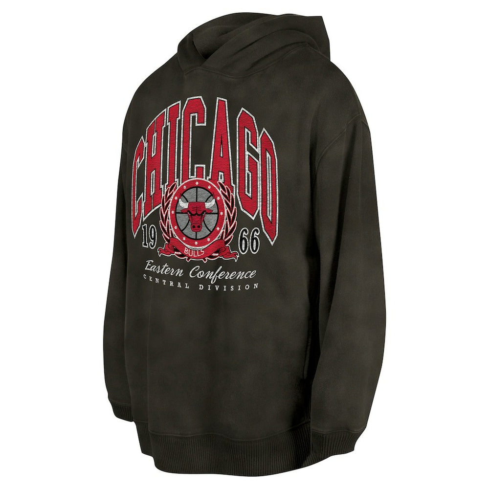Chicago Bulls Unisex Oversized Essentials Pigment Wash Fleece Pullover Hoodie Charcoal