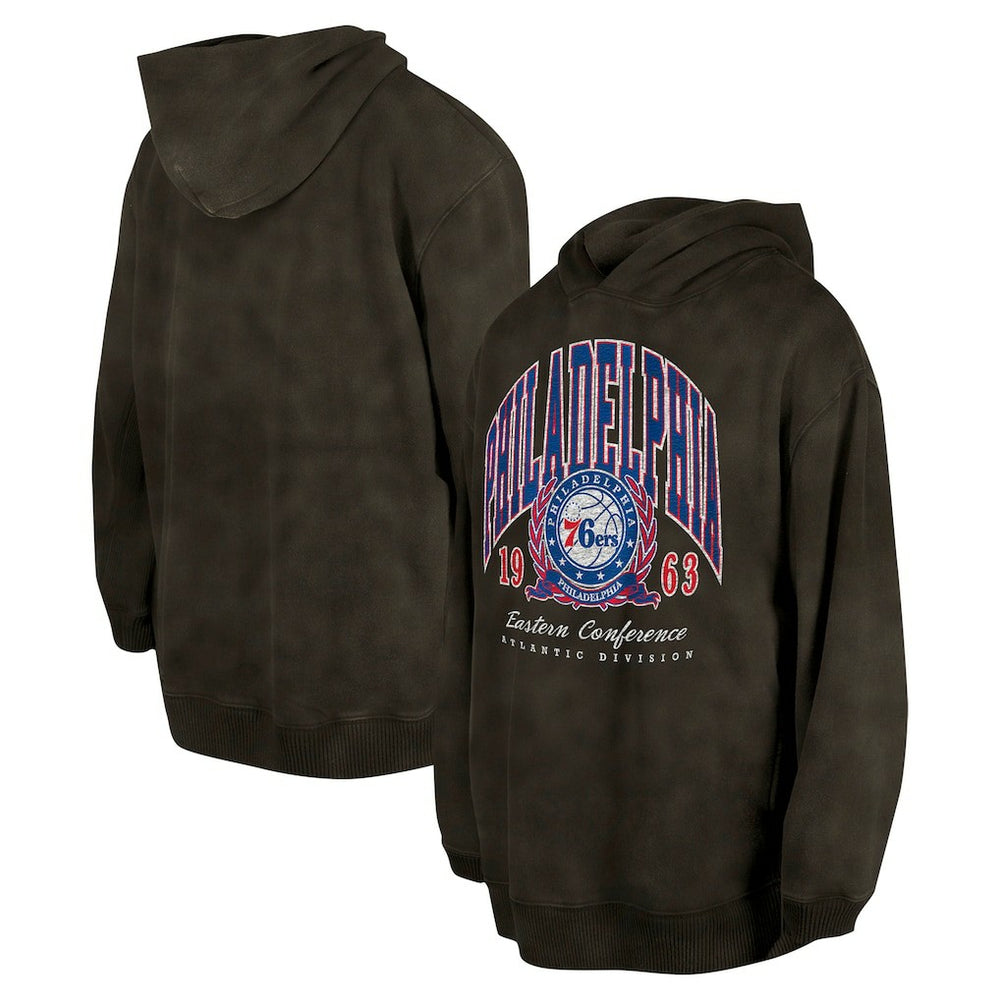 Philadelphia 76ers Unisex Oversized Essentials Pigment Wash Fleece Pullover Hoodie Charcoal