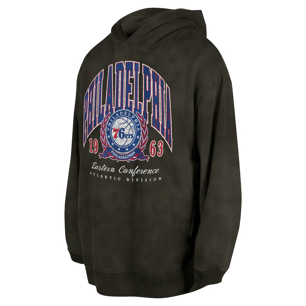Philadelphia 76ers Unisex Oversized Essentials Pigment Wash Fleece Pullover Hoodie Charcoal