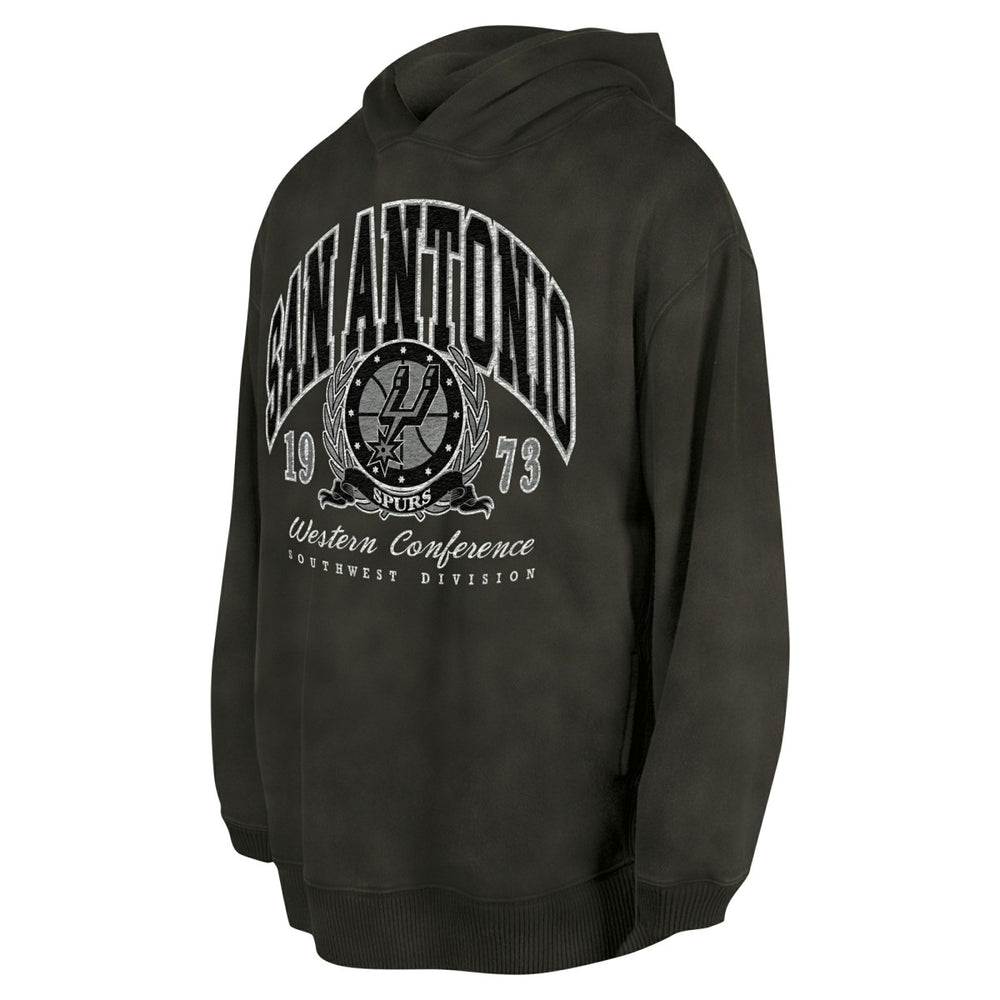 San Antonio Spurs Unisex Oversized Essentials Pigment Wash Fleece Pullover Hoodie Charcoal