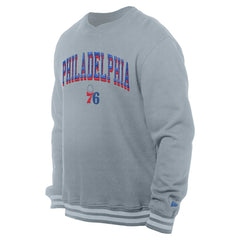Philadelphia 76ers Chenille Cross Over Pullover Sweatshirt Gray