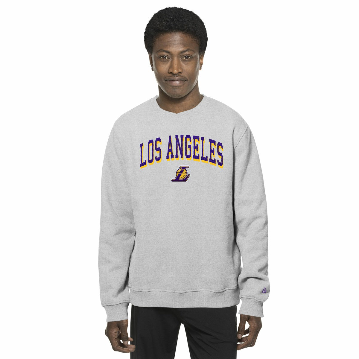 Los Angeles Lakers Chenille Cross Over Pullover Sweatshirt Gray