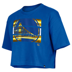 Golden State Warriors Women's Oversized Boxy Crop T-Shirt Royal