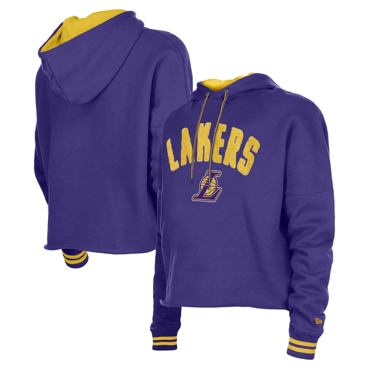 Los Angeles Lakers Women's Boxy Raw Edge Pullover Hoodie Purple