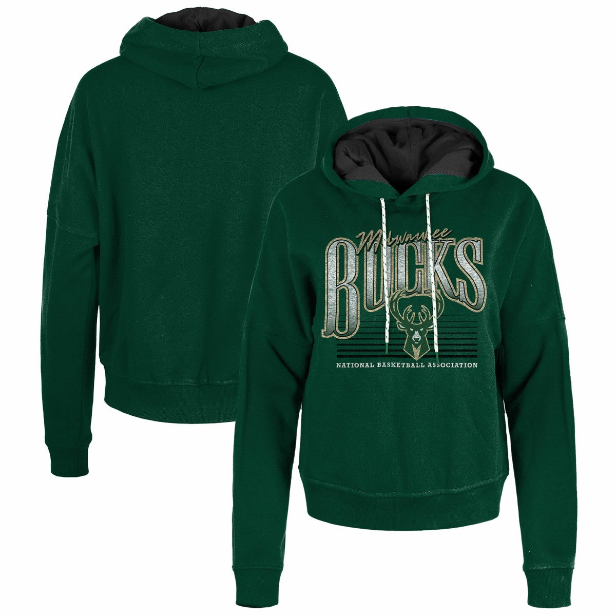 Milwaukee Bucks Women's Boxy Pullover Hoodie Hunter Green