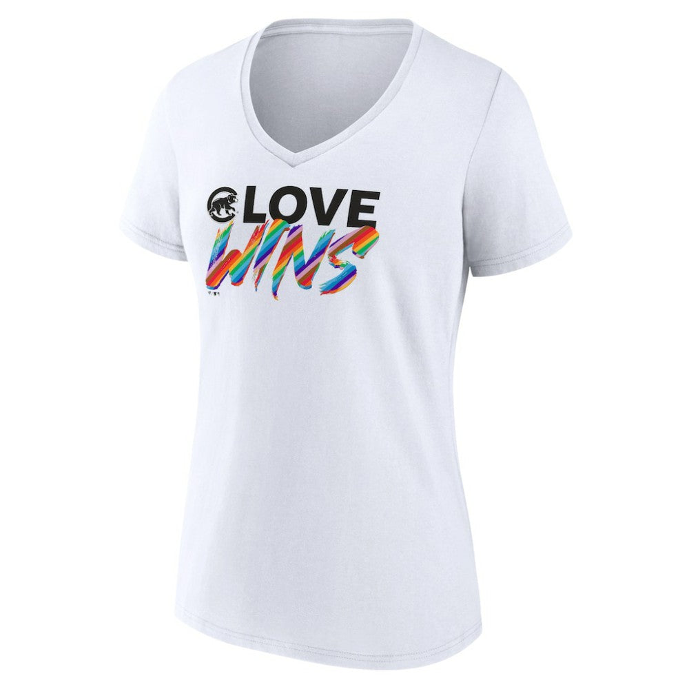 Chicago Cubs Women's Love Wins V-Neck T-Shirt - White T-shirts