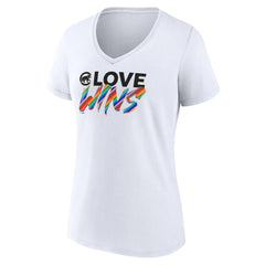 Chicago Cubs Women's Love Wins V-Neck T-Shirt - White T-shirts
