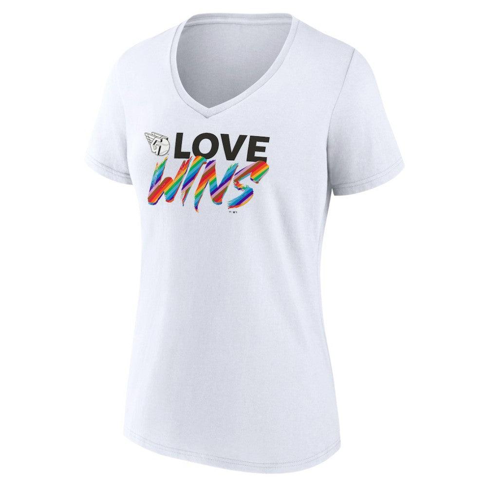 Cleveland Guardians Women's Love Wins V-Neck T-Shirt - White T-shirts