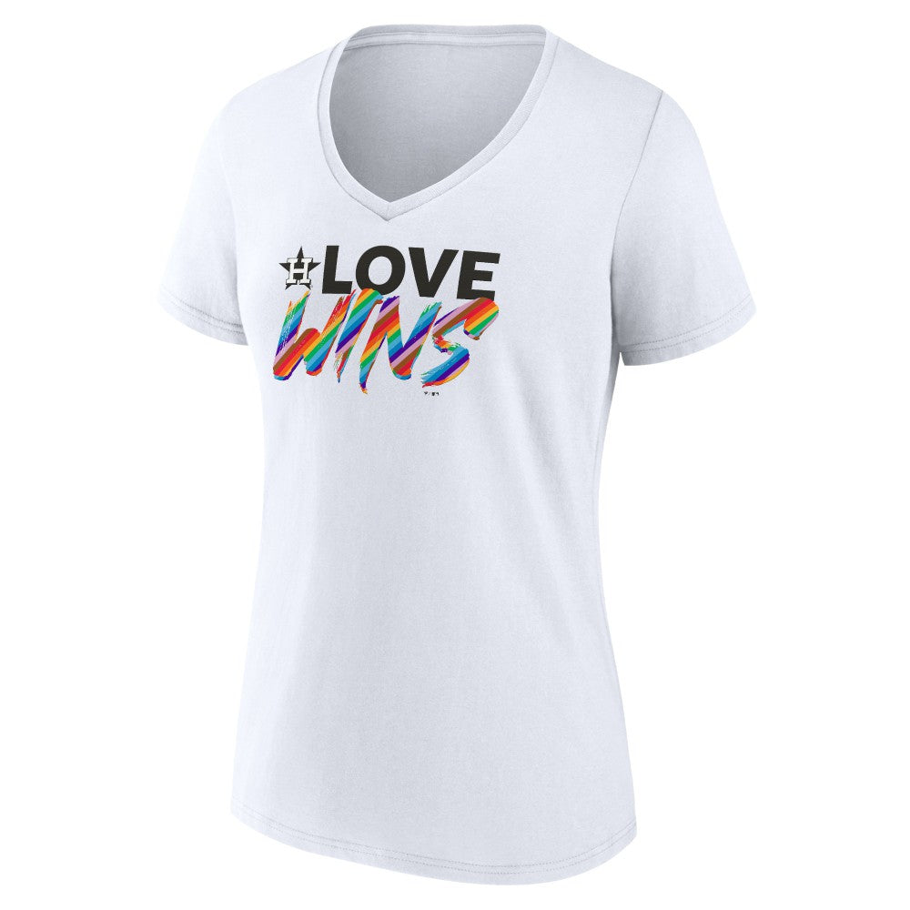 Houston Astros Women's Love Wins V-Neck T-Shirt - White T-shirts