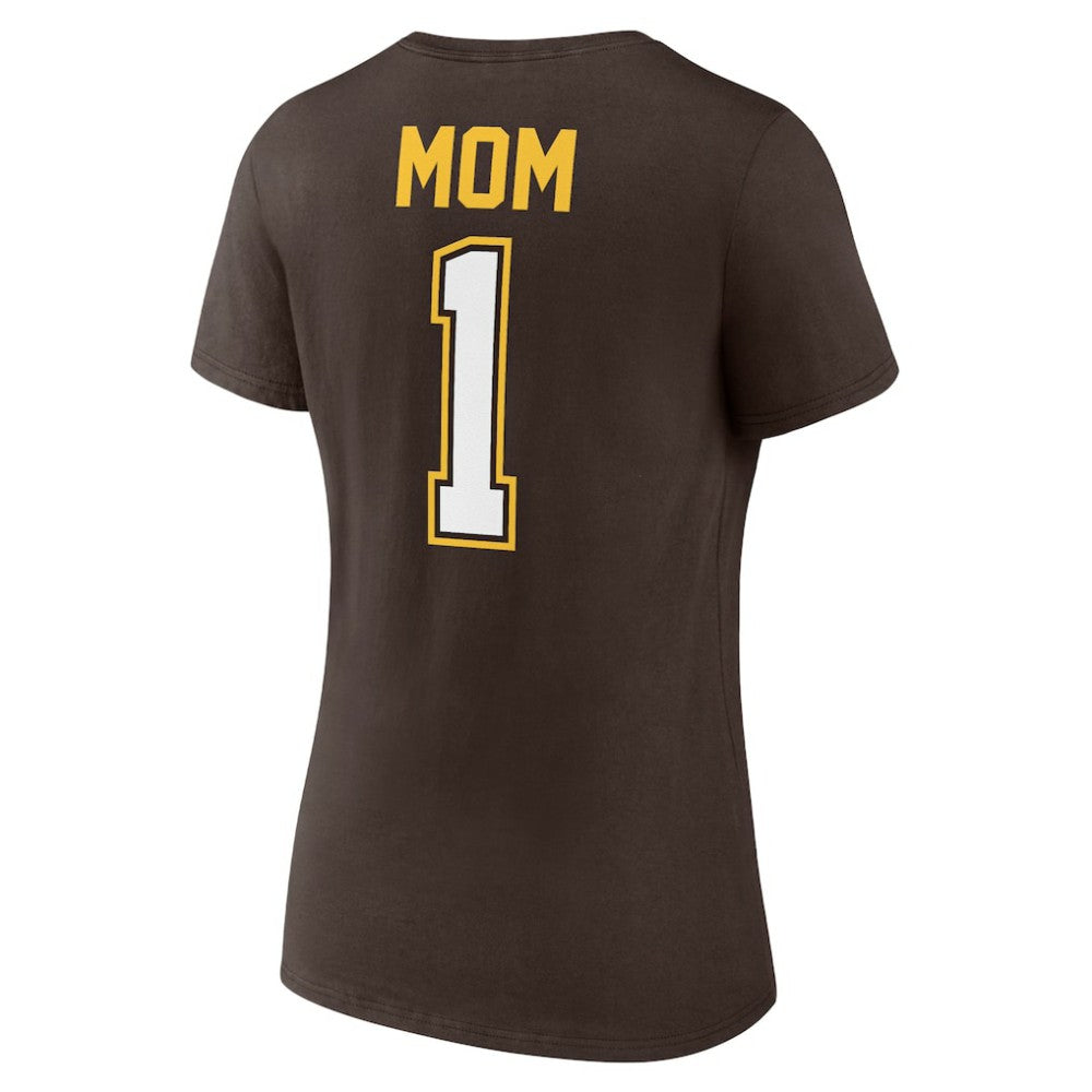 San Diego Padres Women's Mother's Day #1 Mom V-Neck T-Shirt - Brown T-shirts