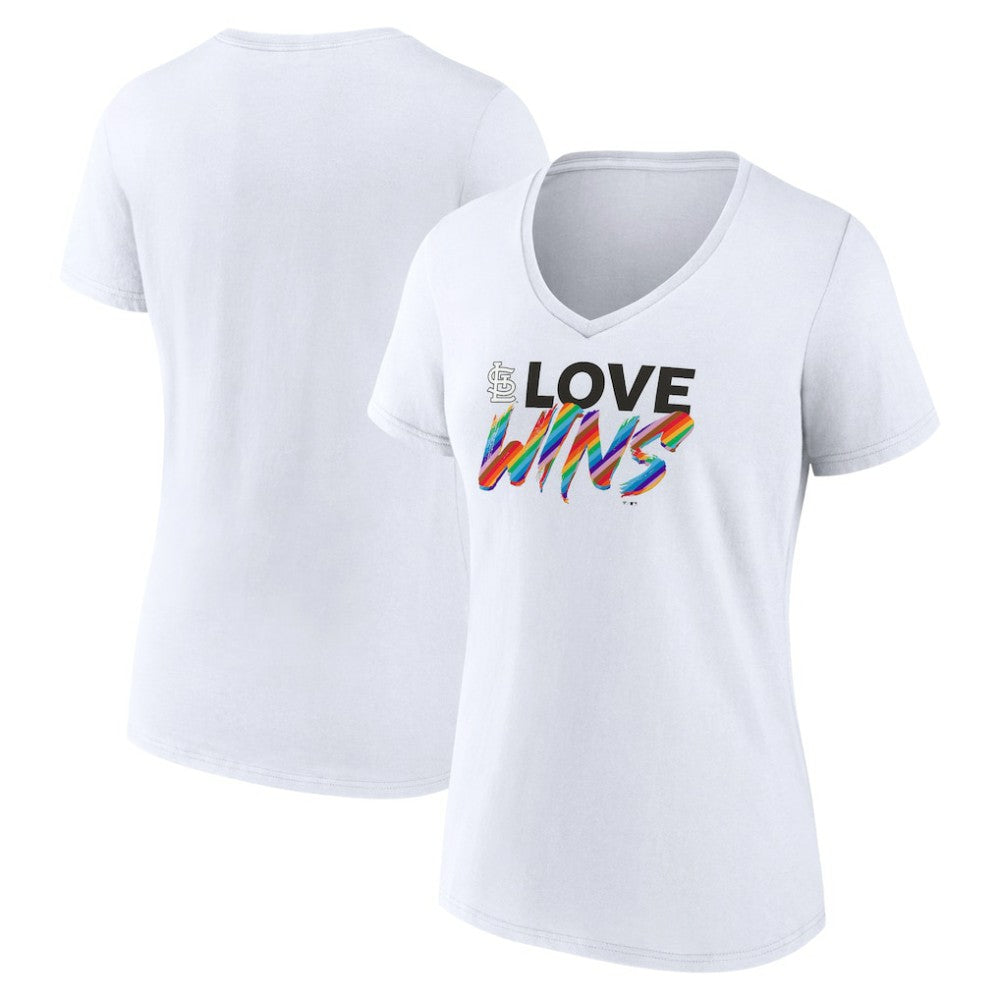 St. Louis Cardinals Women's Love Wins V-Neck T-Shirt - White T-shirts