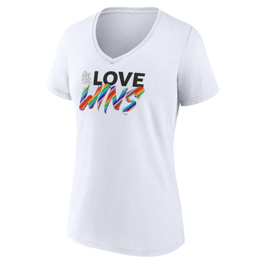 St. Louis Cardinals Women's Love Wins V-Neck T-Shirt - White T-shirts