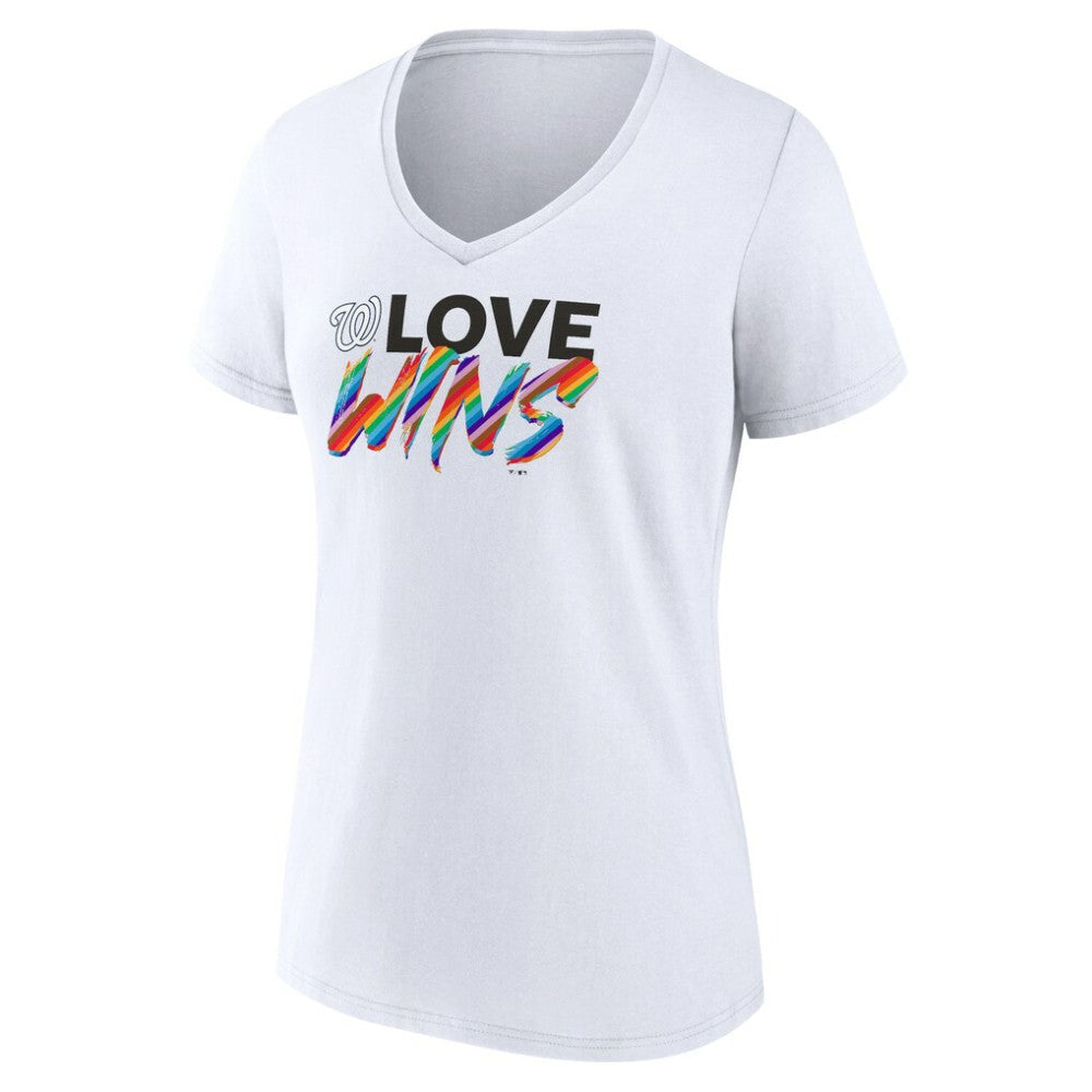 Washington Nationals Women's Love Wins V-Neck T-Shirt - White T-shirts