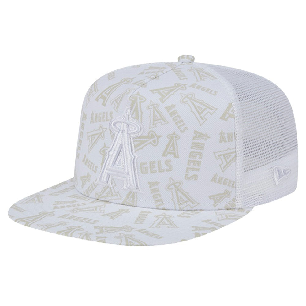 Los Angeles Angels New Era Logo Dunes A-Frame Trucker 9FIFTY Snapback Hat - White Hats