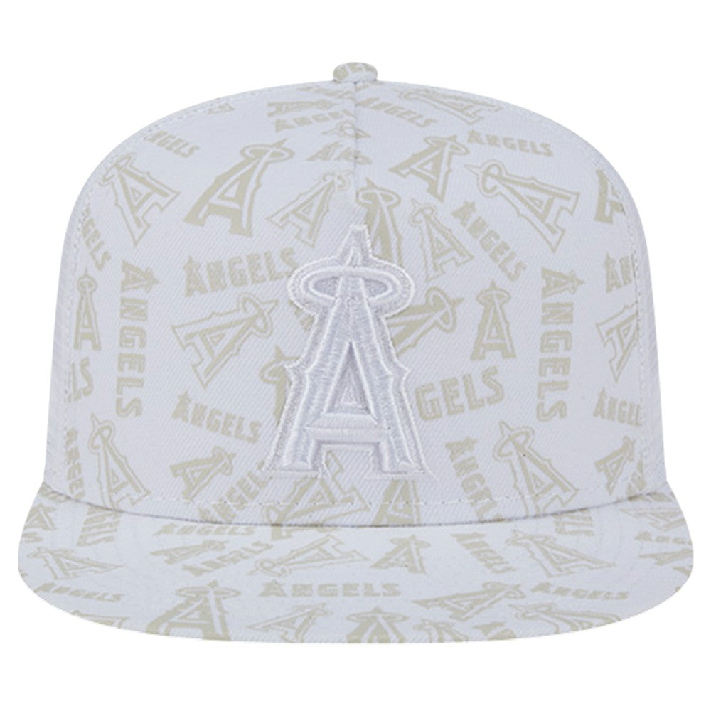 Los Angeles Angels New Era Logo Dunes A-Frame Trucker 9FIFTY Snapback Hat - White Hats