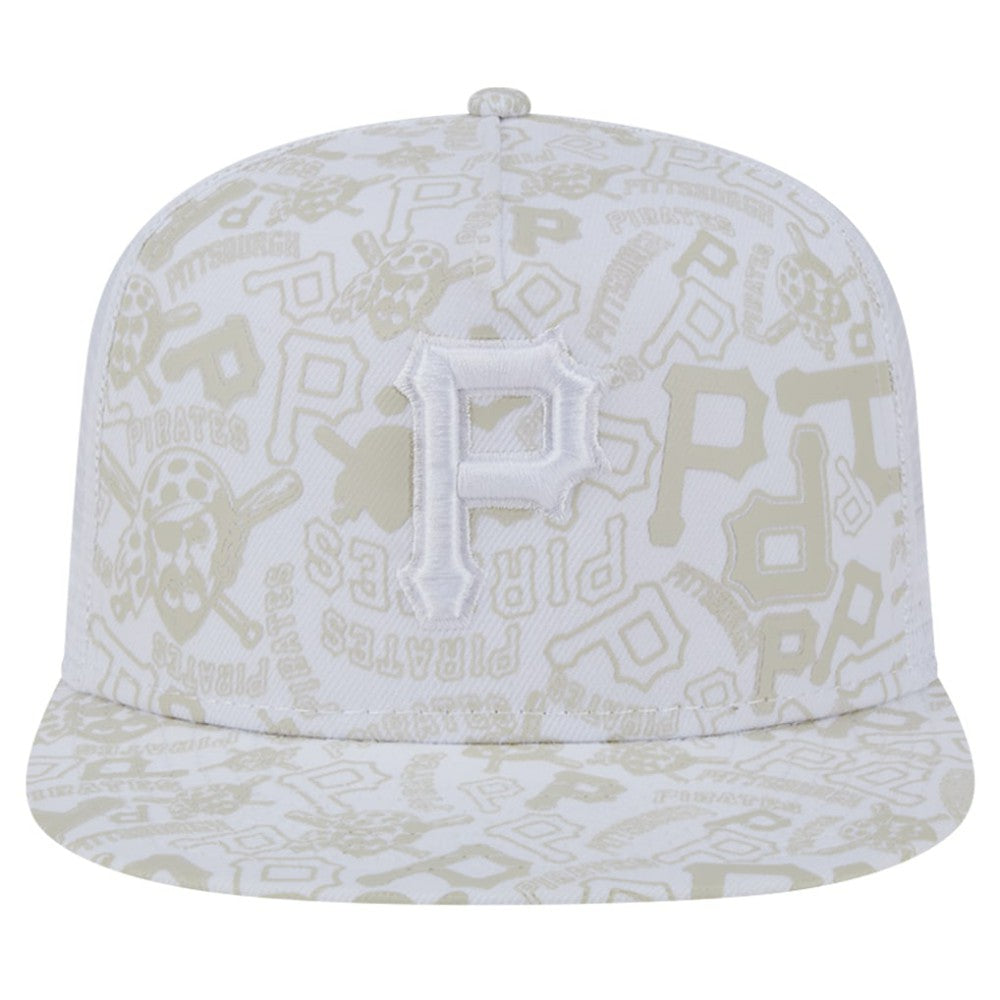 Pittsburgh Pirates New Era Logo Dunes A-Frame Trucker 9FIFTY Snapback Hat - White Hats
